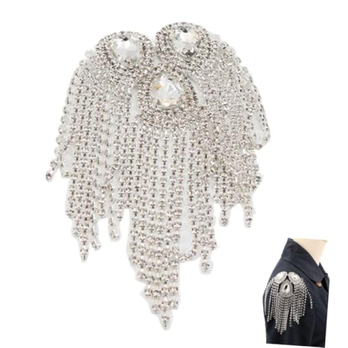 HIAKDOFT Quaste Schulterepauletten Damen Schmuck Weiß Stilvolle Schulterklappe Accessoire Für Hochzeit Bühnenparty Bauchtanz Kostüm von HIAKDOFT