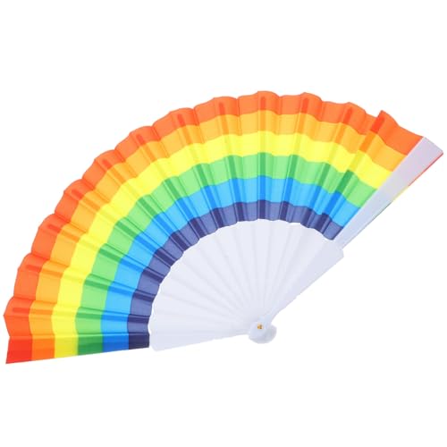 HIAKDOFT Regenbogen Faltfächer Handgefertigter Fächer mit Buntem Muster für Lgbtq Feiern Hochzeiten Partys Dekoratives Accessoire für Hause Leicht und Tragbar für Heiße Sommertage und von HIAKDOFT