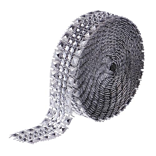 HIAKDOFT Rhinestone Band Mesh Breit Silberfarbig Spitz Zulaufendes Dekorband Flexible Bastelrolle DIY Zubehör für Glänzende Kostüm und Geschenkdekorationen von HIAKDOFT