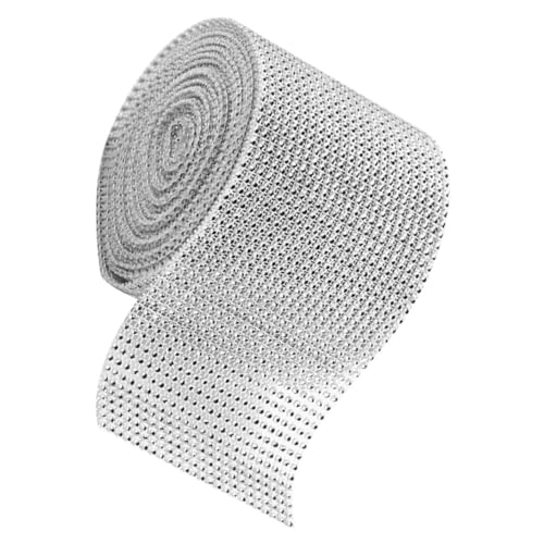 HIAKDOFT Rhinestone Mesh Band Silber Reihen Strassborte zum Schneiden für Hochzeitstorten Deko Langlebiges Zuschneidbares Diamantband für Geburtstagsdeko und Festliche Anlässe von HIAKDOFT
