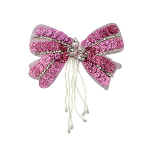 HIAKDOFT Rosa Bowknot Patch Glitzer Handgefertigter Aufnäher für Kleidung Schals Schuhe und Hüte Attraktives DIY nähzubehör Klare Muster und Dicke Textur Vielseitig Einsetzbar von HIAKDOFT