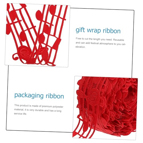 HIAKDOFT Rotes Musiksymbol Dekoband für Geschenkverpackung DIY Handwerksprojekte Vielseitiges Satinband für Kleidung Haaraccessoires und Festliche Dekoration von HIAKDOFT