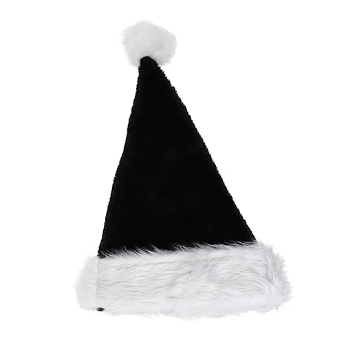 HIAKDOFT Schwarzer Langfloriger Weihnachts und Halloween Partyhut für Erwachsene Weiches Plüschmaterial Festliches Cosplay Accessoire für Karneval und Feiertagsstimmung von HIAKDOFT