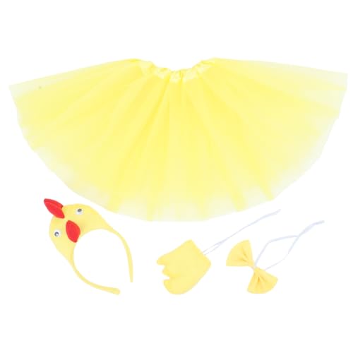 HIAKDOFT Hühnchen Kostüm Set Für Ostern Teiliges Cosplay Outfit Mit Hühner-Stirnband Tutu Und Fliege Für Junge Mädchen Für Themenpartys Und Feiern von HIAKDOFT