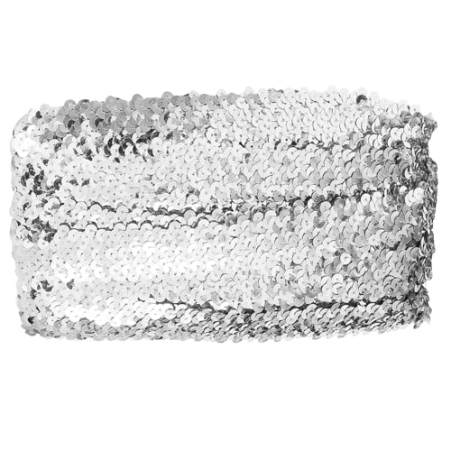 HIAKDOFT Silbernes Paillettenband Elastisch Vielseitiges DIY Schmuckband für Kleidung Gürtel und Dekoration Robustes Bastelzubehör für Kostümverzierungen und Modeakzente von HIAKDOFT