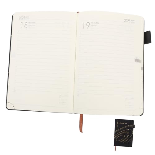HIAKDOFT Tagesplaner Notizbuch Schwarz mit Monats und Jahreskalender Tragbarer Organizer für Büro Schule und Alltag als Haushalts und Planer Notizblock von HIAKDOFT