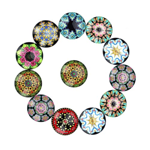 HIAKDOFT Teiliges Runde Cabochons Bunte DIY Schmuck Patches Langlebige Bedruckte Glassteine für Schmuckgestaltung Vielseitig für Ohrringe Uhren Vasen und Dekorationen von HIAKDOFT