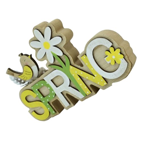 HIAKDOFT Tischdeko Holz Blumen Buchstaben Frühlings Deko für Zuhause Büro Partys Langlebige Osterdekorationsfigur als für Freunde und Familie von HIAKDOFT