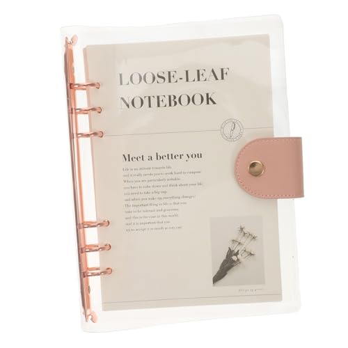 HIAKDOFT Transparentes Loseblatt Notizbuch mit Abnehmbarer Binderfunktion Material Liniertes Nachfüllpapier Multifunktionaler Dekorativer Notizblock in Roségold für Journal Reise und von HIAKDOFT