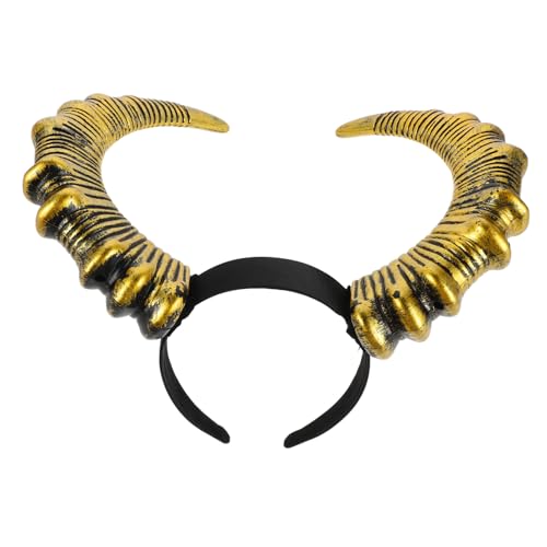HIAKDOFT Unisex Halloween Haarreif mit Goldfarbenen Ziegenhörnern Goth und Punk Stil Vielseitiges Cosplay Accessoire für Teufel Party Kostümfeste und Fotoshootings von HIAKDOFT