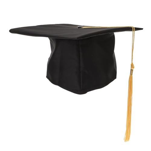 HIAKDOFT Verstellbarer Abschluss Studentenhut Erwachsene Polyester College Hut mit Gelber Quaste Schwarze Einstellbare Mütze für Sponsion Schulfeier und Kostümzubehör von HIAKDOFT