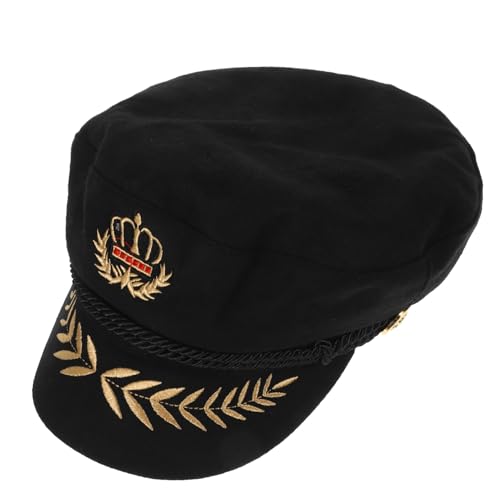 HIAKDOFT Vintage Kapitänsmütze mit Feiner Stickerei Klassische Marinekappe für Damen und Herren Bequemes Material als Boating und Accessoire für Karneval und Partys von HIAKDOFT