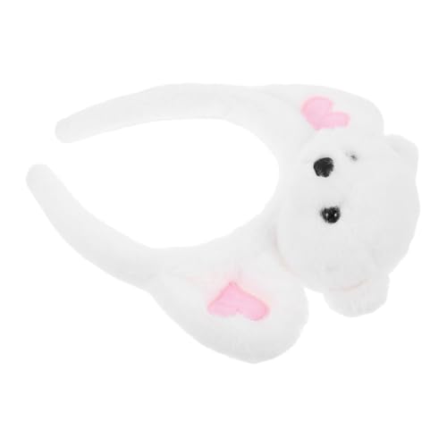 HIAKDOFT Waschbär-Stirnband Cartoon-Haar Kopfbedeckung anziehen Tierpuppenhaarband lustige Stirnbänder Tierstirnband Cartoon Bärenhaarhoop Cartoon-Stirnband Süße Tierstirnbänder Plüsch Weiß von HIAKDOFT
