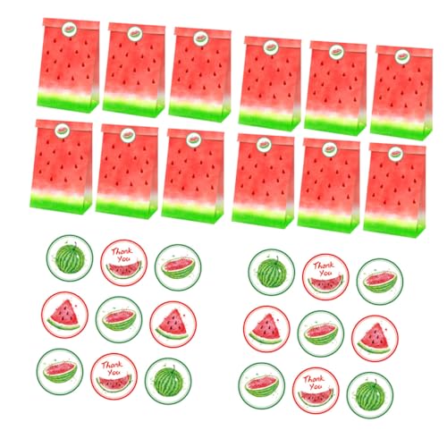HIAKDOFT Wassermelonen Motiv Papiertüten Teiliges für Party Süßigkeitenbeutel Geschenkverpackung für Hawaii Geburtstagsfeiern und Familienpartys von HIAKDOFT