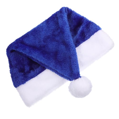 HIAKDOFT Weiche Plüsch Weihnachtsmütze für Erwachsene Atmungsaktiv und Langlebig Klassisches Design in Blau Festliche Nikolausmütze für Damen und Herren für Weihnachtsfeiern und von HIAKDOFT