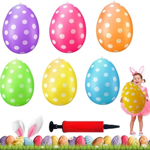 Osterdeko Outdoor, 6 Stück Aufblasbare Ostereier Ballon mit Luftpumpe, Plastik Ostereier XXL, Riesige Osterei Dekorationen Für Schaufenster Warenpräsentation, Garten, Party, Rasen Osterdeko Outdoor, 6 Stück Aufblasbare Ostereier Ballon mit Luftpumpe, Plastik Ostereier XXL, Riesige Osterei Dekorationen Für Schaufenster Warenpräsentation, Garten, Party, Rasen von HIAME
