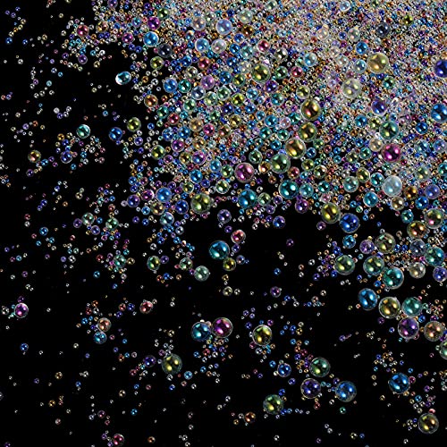 100g UV Harz Bubble Beads, No Hole Bubble Beads Resin Transparent Irisierend Farbige Magische Wassertropfen Bubble Beads Zubehör für Nagel Dekoration Manuell DIY Design (0.4mm bis 3mm) von HICARER