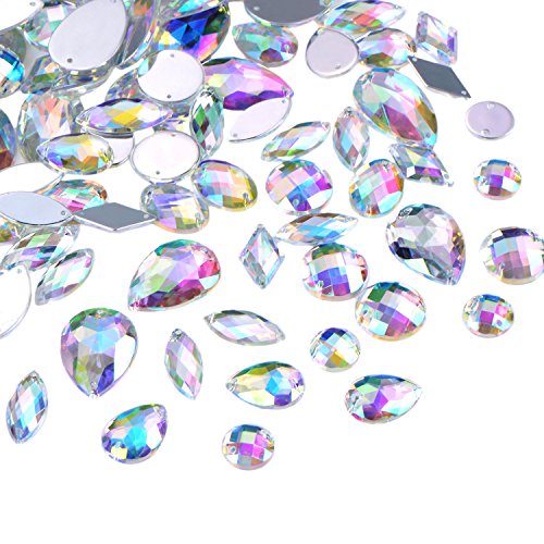 108 Stück AB Klar Edelsteine Acryl Aufnähen Strass Facette Flatback Kristall Knöpfe für Kleidung Kleid Dekorationen 108 Stück AB Klar Edelsteine Acryl Aufnähen Strass Facette Flatback Kristall Knöpfe für Kleidung Kleid Dekorationen von HICARER