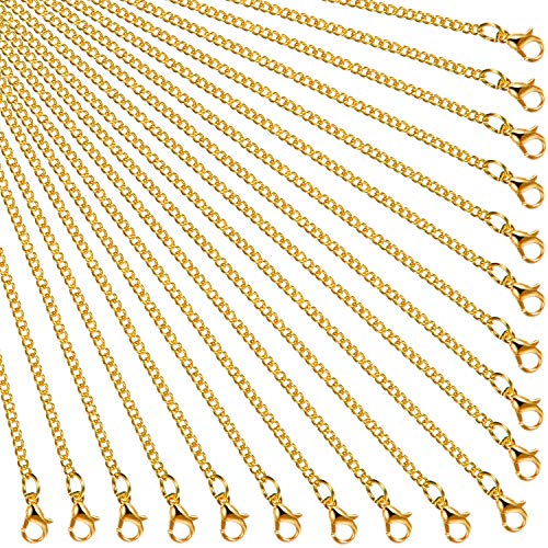 24 Packung Halskette Ketten Vergoldete DIY Link Kette Halskette mit Hummer Verschlüssen für Frauen DIY Schmuckherstellung Zubehör(20 Zoll) von HICARER
