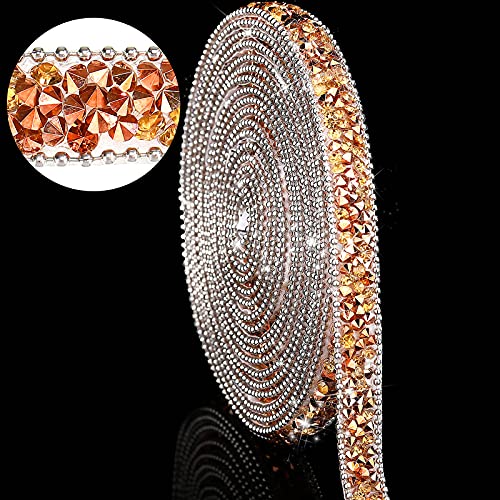 3 Yards Harz Strass Bänder Selbstklebende Diamant Band Kristall Band Rolle Glitter Harz Diamant Bänder Bling Strassband für DIY Kunsthandwerk (Rose Gold mit Champagner, 0,4 Zoll) von HICARER