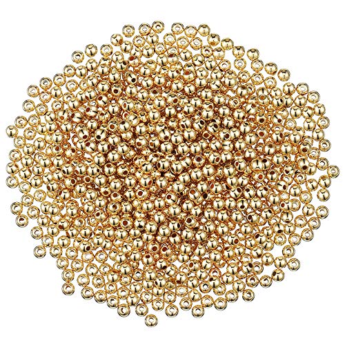 3000 Stücke 4 mm Glatte Runde Perlen Kleine Distanz Perlen Runde Kugele Perlen Nahtlose Glatte Lose Perlen für Armband Halskette Schmuck DIY Basteln (Gold) von HICARER