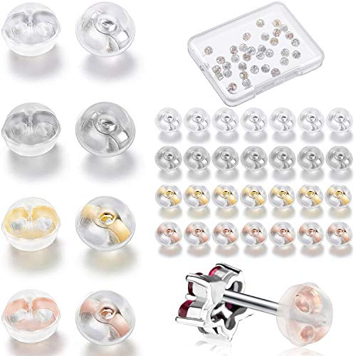 HICARER 40 Stück Ohrring Verschluss Ersatz für 925 Silber Silikon Ohrring Stopper Weiche Ohrstecker Verschluss, mit 1 Aufbewahrungsbox, Anti-Empfindliche für Schmuckherstellung, 4 Farben 0,19 Zoll HICARER 40 Stück Ohrring Verschluss Ersatz für 925 Silber Silikon Ohrring Stopper Weiche Ohrstecker Verschluss, mit 1 Aufbewahrungsbox, Anti-Empfindliche für Schmuckherstellung, 4 Farben 0,19 Zoll von HICARER