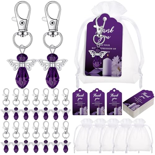 Hicarer 60er-Set Beerdigungsgeschenke, Lebensgefahr als Engel, Schlüsselanhänger, Organza-Beutel, Dankeschön-Tags für Gedenkveranstaltungen, Partyzubehör, Gastgeschenke, Beerdigungsgeschenke (lila) Hicarer 60er-Set Beerdigungsgeschenke, Lebensgefahr als Engel, Schlüsselanhänger, Organza-Beutel, Dankeschön-Tags für Gedenkveranstaltungen, Partyzubehör, Gastgeschenke, Beerdigungsgeschenke (lila) von HICARER