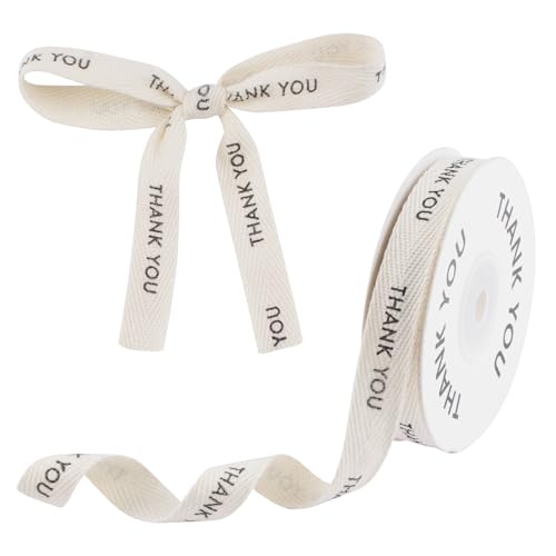 HICOHAND Baumwollband mit Aufschrift "Thank You", 20 Meter, beige, Baumwoll-Gurtband für Geschenkverpackungen, Blumensträuße, Heimhandwerk, Dekoration, Erntedankfest, Geburtstag, Geschenkverpackung, 2 HICOHAND Baumwollband mit Aufschrift "Thank You", 20 Meter, beige, Baumwoll-Gurtband für Geschenkverpackungen, Blumensträuße, Heimhandwerk, Dekoration, Erntedankfest, Geburtstag, Geschenkverpackung, 2 von HICOHAND