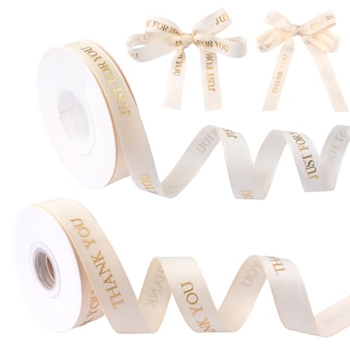 HICOHAND Baumwollband mit Aufschrift "Thank You", 9,1 m × 2 Rollen, beige Gurtband, nur für Sie, Baumwollband für Geschenkverpackungen, Bastelarbeiten, Blumensträuße, Geschenkverpackung, Dekoration HICOHAND Baumwollband mit Aufschrift "Thank You", 9,1 m × 2 Rollen, beige Gurtband, nur für Sie, Baumwollband für Geschenkverpackungen, Bastelarbeiten, Blumensträuße, Geschenkverpackung, Dekoration von HICOHAND