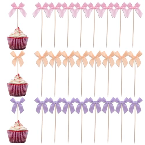 HICOHAND Cupcake-Topper mit Schleife, 24 Stück, Party-Dekorationen für Geburtstag, Hochzeit, Weihnachten HICOHAND Cupcake-Topper mit Schleife, 24 Stück, Party-Dekorationen für Geburtstag, Hochzeit, Weihnachten von HICOHAND