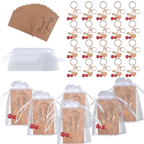 HICOHAND Kirsch-Schlüsselanhänger, Großpackung, Partyzubehör, 20 Stück, rote Kirsche, Geschenk mit Organza-Beutel, Dankeschön-Geschenkanhänger, Geschenk-Set für Gäste, Hochzeit, Babyparty, Geburtstag HICOHAND Kirsch-Schlüsselanhänger, Großpackung, Partyzubehör, 20 Stück, rote Kirsche, Geschenk mit Organza-Beutel, Dankeschön-Geschenkanhänger, Geschenk-Set für Gäste, Hochzeit, Babyparty, Geburtstag von HICOHAND