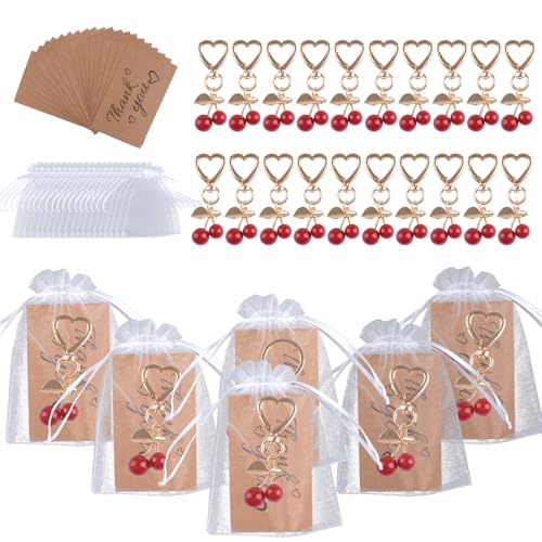 HICOHAND Kirsch-Schlüsselanhänger-Set, 20er-Set, Stahlkirschen, Partygeschenke, Taschenanhänger mit Dankeschön-Etiketten, Organza-Beutel, Gast-Souvenir, Geschenk für Geburtstag, Party, Hochzeit HICOHAND Kirsch-Schlüsselanhänger-Set, 20er-Set, Stahlkirschen, Partygeschenke, Taschenanhänger mit Dankeschön-Etiketten, Organza-Beutel, Gast-Souvenir, Geschenk für Geburtstag, Party, Hochzeit von HICOHAND