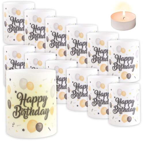 HICOHAND Laternen-Tischdekoration, 12 Stück, "Happy Birthday"-Tischdekoration, Kerzenabdeckungen für Tischdekorationen, Konfirmation, Geburtstag, Hochzeit, Dekorationen HICOHAND Laternen-Tischdekoration, 12 Stück, "Happy Birthday"-Tischdekoration, Kerzenabdeckungen für Tischdekorationen, Konfirmation, Geburtstag, Hochzeit, Dekorationen von HICOHAND
