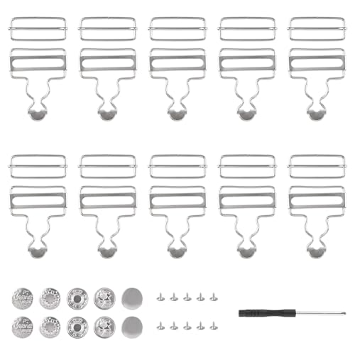 HICOHAND Metall-Gesamtschnallen, Ersatz, 10 Sets Strapsschnallen, Gesamtclip mit Schnallenschieber und Knöpfen, kein Nähen, Zubehör für Jeans, Strapsjacke, Hosen HICOHAND Metall-Gesamtschnallen, Ersatz, 10 Sets Strapsschnallen, Gesamtclip mit Schnallenschieber und Knöpfen, kein Nähen, Zubehör für Jeans, Strapsjacke, Hosen von HICOHAND