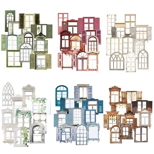 HICOHAND Retro-Fensterrahmen-Aufkleber, Vintage-Stil, PET, wasserdicht, für Scrapbooking, Tagebuch, Kartenherstellung, DIY, Kunst, Handwerk, 120 Stück von HICOHAND