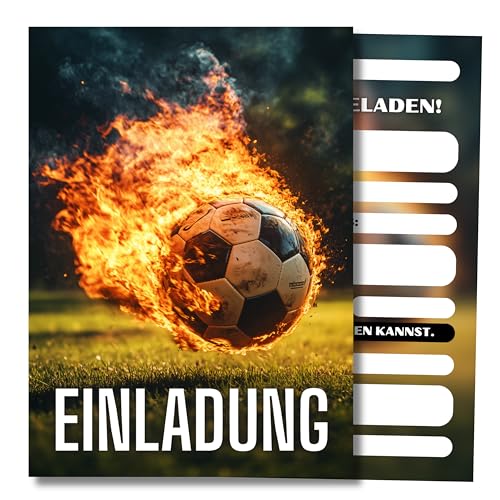 HIDEBLOOM Fußball Einladungskarten Kindergeburtstag Junge I 12 Stück I DIN A6 (10,5 cm x 14,8 cm) I Soccer-Party Kinder I Einladung Geburtstag I Kinderparty I Einladungskarten Fussball von HIDEBLOOM