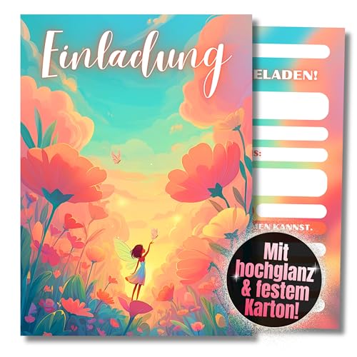HIDEBLOOM I Feen Einladungskarten Geburtstag Mädchen I 12 Stück I DIN A6 (10,5 cm x 14,8 cm) I Einladung Kindergeburtstag I Kinderparty I Einladungskarten Fee Elfe I Teens Postkarten von HIDEBLOOM