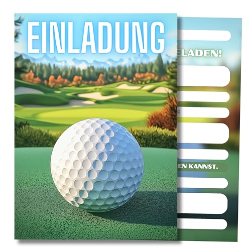 HIDEBLOOM Minigolf Einladungskarten Kindergeburtstag Junge und Mädchen I 12 Stück I DIN A6 (10,5 cm x 14,8 cm) I Einladungen Minigolf I Einladung Geburtstag Golf Kinder I Outdoorminigolf von HIDEBLOOM