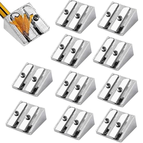 Magnesium Pencil Sharpener,Colored Pencil Sharpener,Handheld Metal Pencil Sharpener with 2 Holes,Metal Pencil Sharpener for Schools, Offices, Art Projects (10 pcs) von HIDRUO