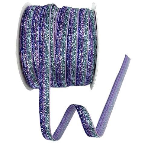 10 Yards 10 mm mehrfarbiges, schimmerndes Band, glitzerndes Glitzerband for DIY-Handwerk, Haarschleife, Hochzeitsdekoration, Weihnachten, Geschenkverpackung (Color : 35 purple-AB, Size : 10mm 10Yar von HIFFEY