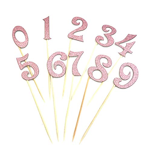 10 teile/satz Acryl Goldene Zahl Muster Geburtstag Kuchen Topper Geburtstag Jahrestag Party Dekoration 7 Farben (Size : Pink) von HIFFEY
