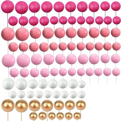 110 Kugeln Kuchen Topper Luftballons Cupcake Topper Schaum Kuchen Kugeln Backen Dekoration for Hochzeitstag Geburtstag (Size : Pink series) von HIFFEY