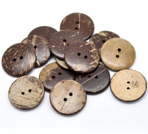 13–50 mm, 2 Löcher, braune Kokosnussschalen-Nähknöpfe, runder Knopf für Kleidung, Scrapbooking, Kleidung, DIY, Handwerk, Nähzubehör (Farbe: Kokosnussknopf, Größe: 30 mm x 30 Stück) von HIFFEY
