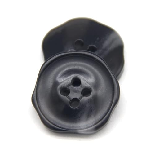 30 mm Blumenhorn-Harzknöpfe zum Nähen von Damenjacken, Mänteln, Pullovern, handgefertigtes großes dekoratives DIY-Zubehör (Farbe: Schwarz, Größe: 30 mm, 10 Stück) von HIFFEY