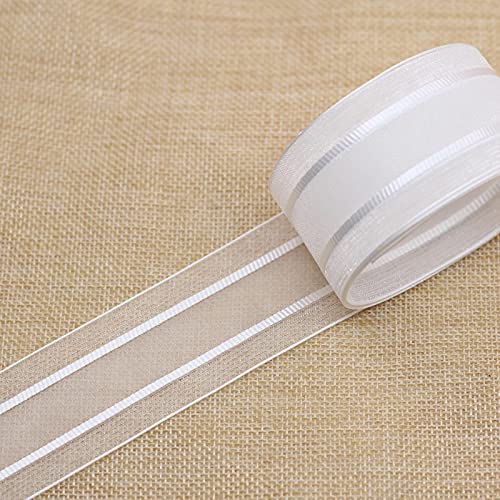38 mm breites Streifen-Organzaband for Hochzeit, Zuhause, Party, Geschenkverpackung, DIY handgefertigtes Haarschleifen-Zubehör (1 Meter/Los)(White) von HIFFEY