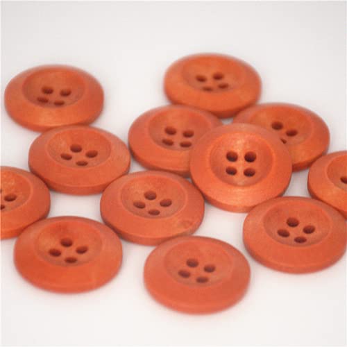50 Stück Holzknöpfe Nähen DIY Handwerk Scrapbooking 4 Loch Runde Holzknöpfe für Kleidung Mantel Handgemachtes Zubehör (Farbe: Medium Coffee, Größe: 18 mm) von HIFFEY