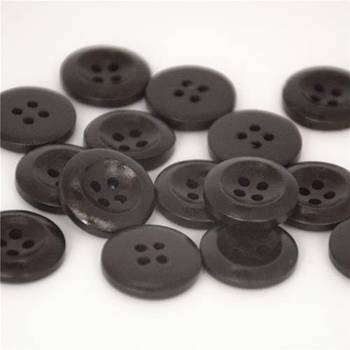 50 Stück Holzknöpfe Nähen DIY Handwerk Scrapbooking 4 Loch Runde Holzknöpfe für Kleidung Mantel Handgemachtes Zubehör (Farbe: Schwarz, Größe: 20 mm) von HIFFEY