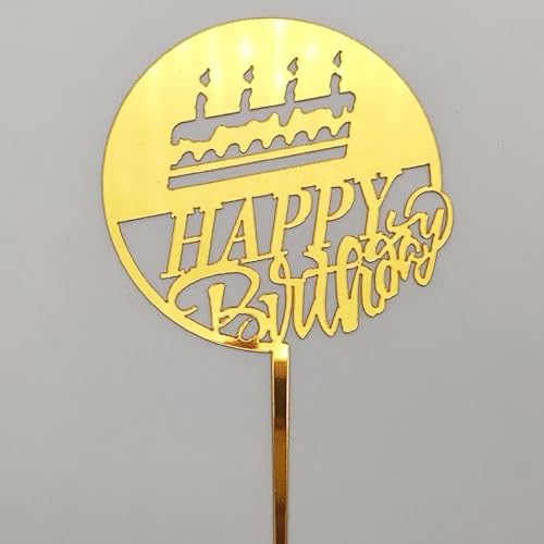 Acryl-Geburtstagskuchenaufsatz, Roségold, alles Gute for Geburtstag, Dessert-Kuchendekoration for Party-Kuchenaufsätze, Backzubehör (Size : Golden 5) von HIFFEY