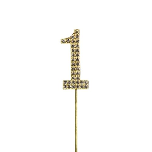 Glitzer-Strass-Zahlen-Kuchenaufsatz, Gold, Silber, 0–9, digitale Geburtstagskuchen-Dekoration for Hochzeit, Party, Dekoration (Color : B, Size : 10.5cm) von HIFFEY