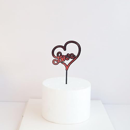 Großer roter Liebes-Kuchenaufsatz for Hochzeit, Verlobung, Party, Acryl, Liebes-Kuchenaufsatz for Valentinstag for Hochzeits-Party-Kuchendekorationen (Size : C1) von HIFFEY